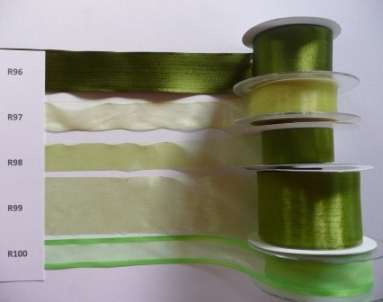Organza Ribbon - Satin-edged - Lime R100 - Click Image to Close